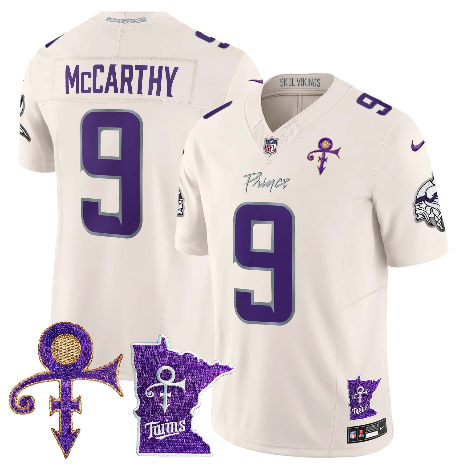 Men Minnesota Vikings #9 Mccarthy Cream 2024 Nike Prince Vapor Limited NFL Jersey->indianapolis colts->NFL Jersey